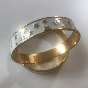 2 NWOT unique C Wonder Gold Off White Bangles Bracelets